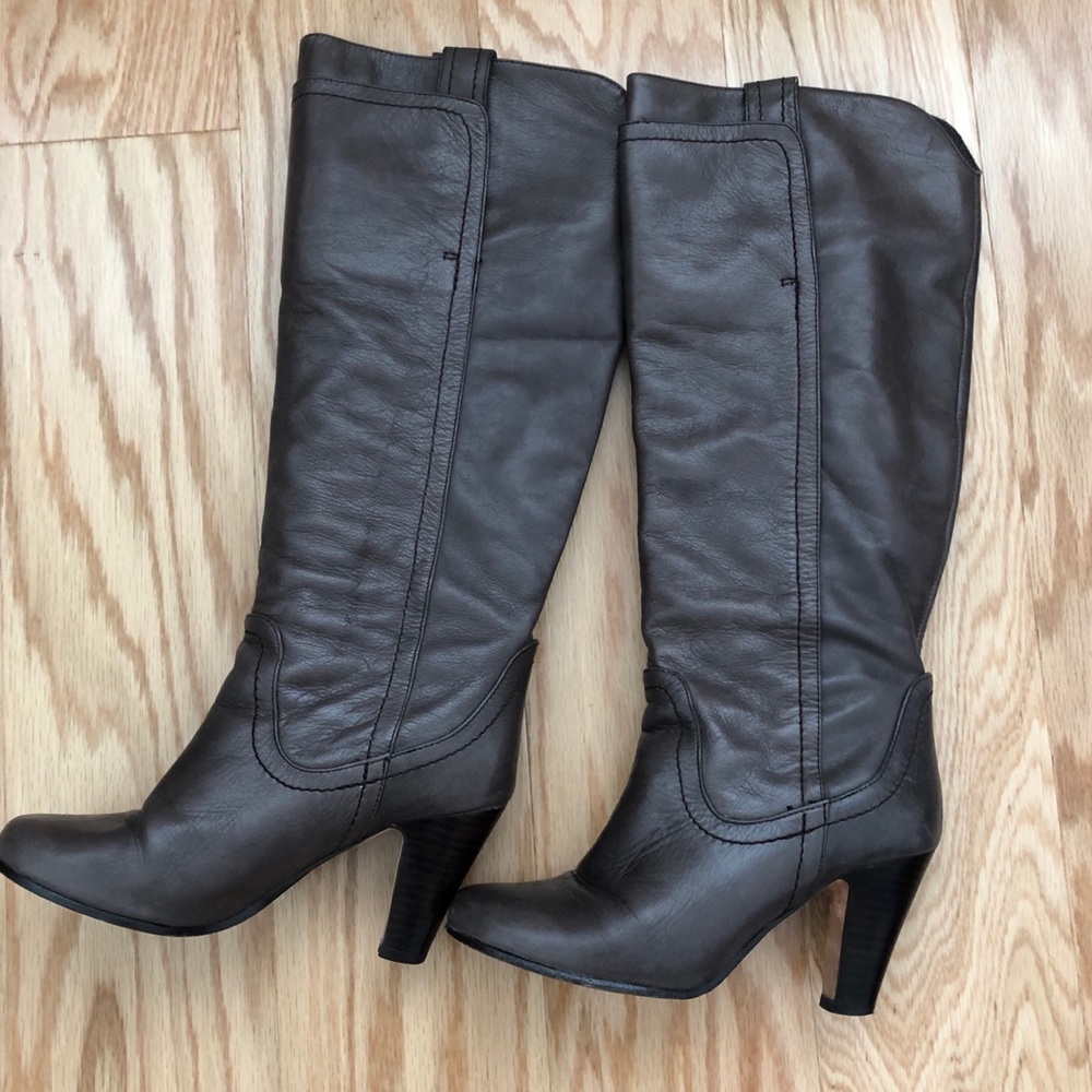Dolce Vita Taupe Slouchy Leather Boots, 6 - Picture 1 of 6